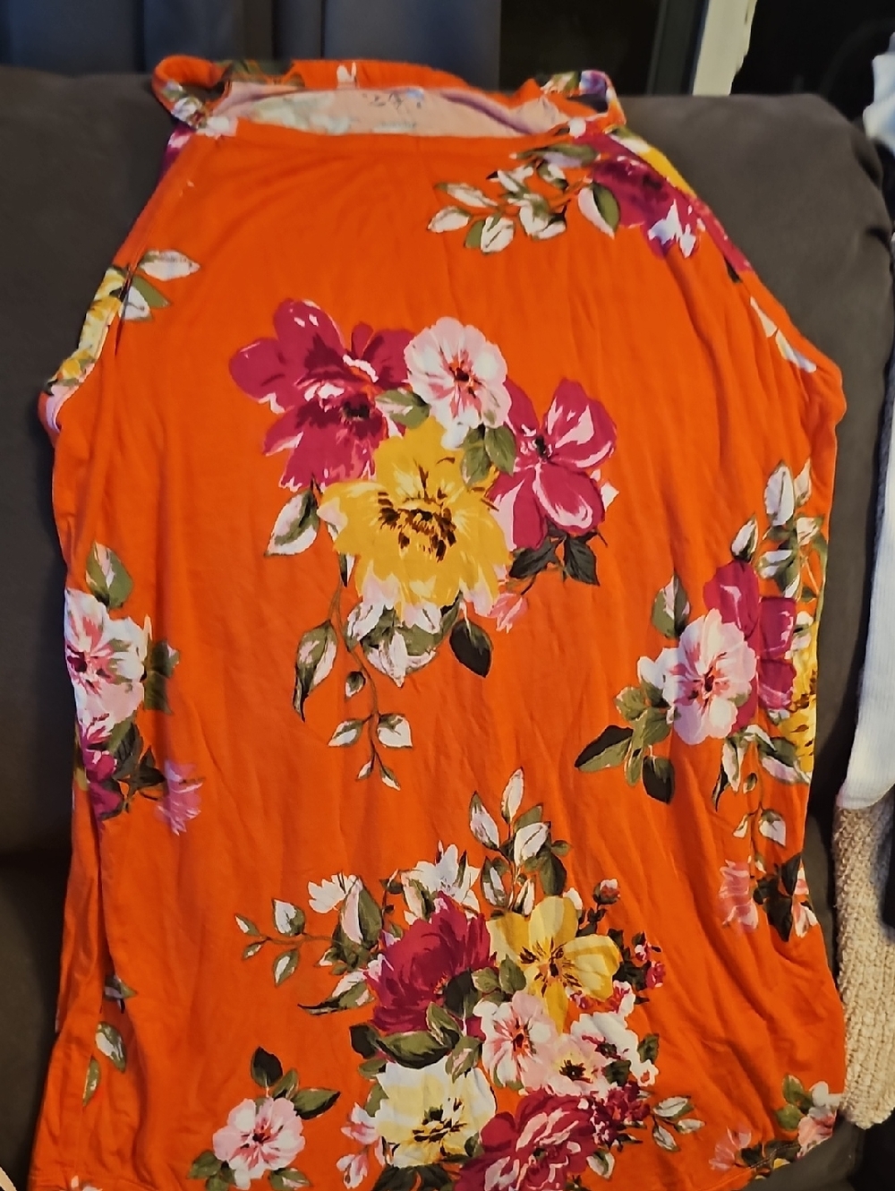 Floral Orange Tank Top - Sleeveless Summer Top